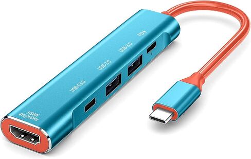 RREAKA USB C Hub, 5in1 Multi-Port USB Adapter for Laptop/Mac, 4K@60Hz USB C to HDMI Splitter, 100W Max PD, 2 USB 3.0 & 1 USBC Data Ports, for Type C Devices in Kuwait