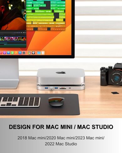 Mac mini Dock, USB C Hub with Dual SSD Enclosure- Fits M.2 NVMe/SATA SSD and 2.5 inch SSD, USB-C 10Gbps, SD/TF Card Readers, Docking Station for Mac mini M1/M2/Mac Studio | Accessories in Kuwait