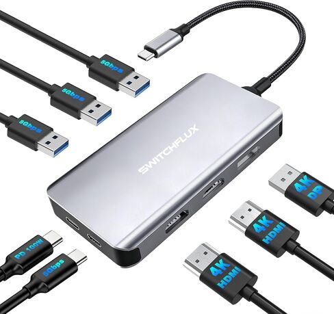 Laptop Docking Station 3 Monitors, Triple 4K Display 2 HDMI, DP in Kuwait