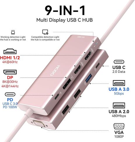 USB C Docking Station Dual Monitor for HP,Laptop Docking Station 3 Monitors in Kuwait