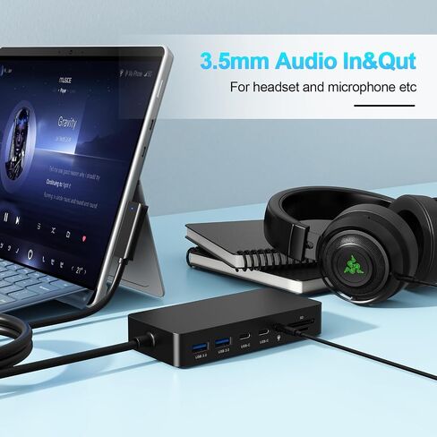 New Surface Dock Triple Displays 4K@60Hz HDMI+USB C+DP with Power Adapter, Surface Pro Docking Station Compatible with Surface Pro 12/11/10/9/8/X/7/6/5/4/3,Surface Laptop 7/6/5/4/3/2/1,Go 4/3/2/1 in Kuwait