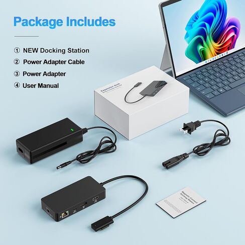 New Surface Dock Triple Displays 4K@60Hz HDMI+USB C+DP with Power Adapter, Surface Pro Docking Station Compatible with Surface Pro 12/11/10/9/8/X/7/6/5/4/3,Surface Laptop 7/6/5/4/3/2/1,Go 4/3/2/1 in Kuwait