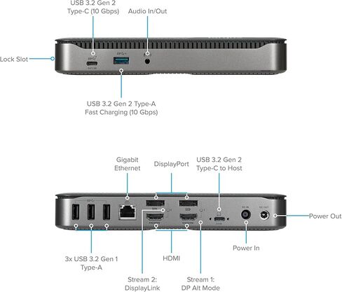 Targus USB C Hybrid/Universal Quad 4K Docking Station, Single 8K or Quad 4K UHD Display, 2 DisplayPort or 2 HDMI Ports, 100W Power Delivery (DOCK710USZ) Silver in Kuwait