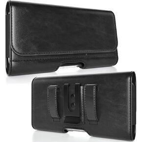 Magnetic Closure Holster for iPhone 17 Pro Max, 16 Pro Max, 16 Plus, 15 Pro Max, 15 Plus, 14 Pro Max, 14 Plus, 13 Pro Max - Leather Belt Case Premium Pouch (Fits Slim/Regular Case) (Black, X-Large) in Kuwait