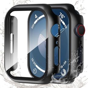 Smiling 2 Pack Waterproof Case Compatible with Apple Watch SE 3 (2025)/SE 2/SE/Series 6/5/4 40mm with Built in Tempered Glass Screen Protector, Hard PC Case Overall Waterproof Protective Cover- Clear in Kuwait