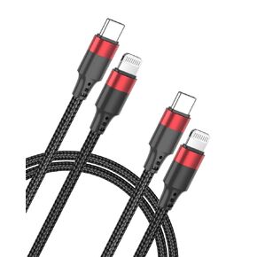 Bkduice 2ft USB C to Lightning Cable, 2 Pack PD Fast Charging [MFi Certified] USB C iPhone Charger Cord, Braided Short USBC to Lightning Cable for iPhone 14/13/12/11 Pro Max/XR/XS/SE/AirPods in Kuwait