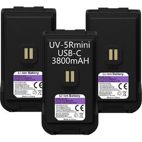BL-5RMini Radio Battery 3800mAh Type-C 8.4V Rechargable Original Battery Compatible with UV-5R Mini/UV-5G MINI Two Way Radio Walkie Talkie Accessories 3Packs in Kuwait