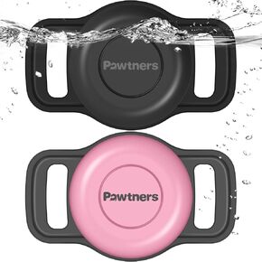 Pawtners Air tag Dog Collar Holder: 2 Pack Soft Silicone, Black in Kuwait