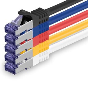 1aTTack.de Cat.7 LAN ethernet Cable 5m - 5 Colors Set 03 - Cat7 LAN Network 10GBASE-T - 10000 Mbps (Sftp Pimf) Double Shielded patchcable RJ45 Plug Cat.6a in Kuwait