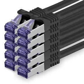 Cat.7 LAN ethernet Cable 1m - Black - Cat7 LAN Network 10GBASE-T - 10000 Mbps (Sftp Pimf) Double Shielded patchcable RJ45 Plug Cat.6a in Kuwait