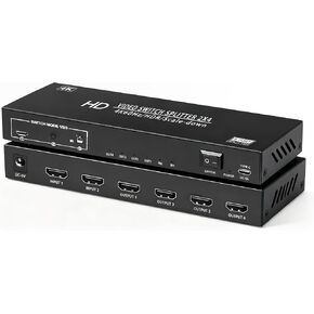 2x4 HDMI Switch Splitter 2 in 4 Out w/Remote, 4K@60Hz Down Scaler in Kuwait