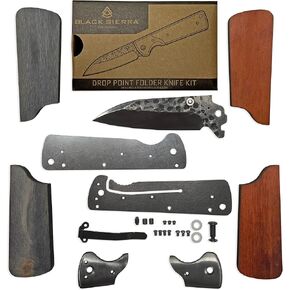 Black Sierra Folding Pocket Knife Building Kit – Custom Hammered Steel Blade, Wood Handle Options, DIY Knife Kit for Men & Women, Holiday Gift Ideas for Him in Kuwait