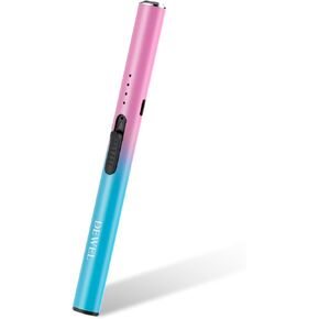 Electric Candle Lighter - Upgraded Type-C Rechargeable Arc Lighter with Battery Display, Windproof Flameless Long Lighters (Light Blue Gradient) in Saudi Arabia