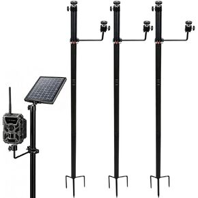 Professional Trail Camera Mount, 57" Extra Tall Wildlife Camera Stand with Dual 1/4"-20 Ball Heads, Adjustable Side Arm, Tool-Free Ground Stake for Hunting, Game Camera (3, Black, 57") in Kuwait