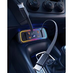 Car Charger Usb Hub with RGB Light for 2026 2025 2024 2023 2022 2021 2020 Toyota Corolla Accessories, 4-Port Docking Station with Retractable Cable, Phone Fast Charging Hub with Voltage Display in Saudi Arabia