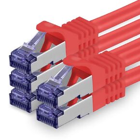 1aTTack.de Cat.7 LAN ethernet Cable 0,25m - Red - Cat7 LAN Network 10GBASE-T - 10000 Mbps (Sftp Pimf) Double Shielded patchcable RJ45 Plug Cat.6a in Saudi Arabia