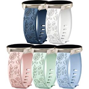 5 Pack Floral Engraved 22mm Watch Bands Compatible with Garmin Venu 3 /Venu 2 / Venu 4 45mm /Vivoactive 4, Soft Silicone Sport Straps for Garmin Forerunner 255/265 Women in Kuwait