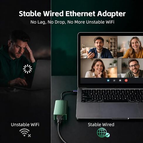 USB C to 10Gbps Ethernet Adapter, USB 3.2 Gen 2x2 Type-C to RJ45 10G LAN Network Dongle with Realtek RTL8159 Chip, Thunderbolt 3/4 Compatible for MacBook, Windows 11 Laptop, NAS, PC in Saudi Arabia