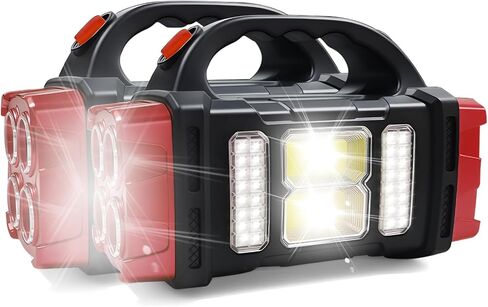 Solar Handheld Flashlight, 4 Lighting Modes Rechargeable LED Work Light, USB-C & Solar Powered Portable Lantern,Emergency Camping Light for Outdoor, Hiking, Power Outage (Red-1pcs) in Saudi Arabia
