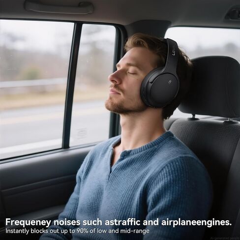 LEVN Hybrid Active Noise Cancelling Headphones, Wireless Headphones Bluetooth 5.4 with Transparent Mode, Hi-Res Audio, Deep Bass, 70H Playtime Over Ear Bluetooth Headset for Work/Travel/Home/Office in Kuwait