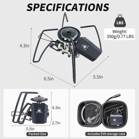 Ultralight Portable Backpacking Stove, Spider-Style 9900 BTU/hr Burner, Lightweight 0.77 lbs, Ideal for Camping, Outdoor Cooking & Emergency Use in Kuwait