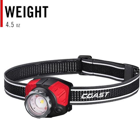 Coast® FL85R 1000 Lumen Tri-Color (White/Red/Green) Focusing Rechargeable LED Headlamp, Built-in Rechargeable Battery in Kuwait