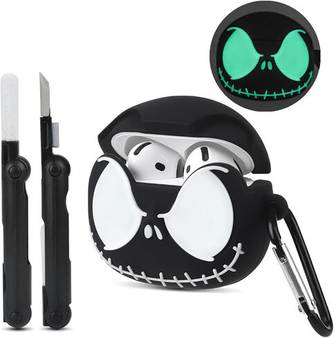 for AirPods 4 Case Cover with Cleaner kit, Glow in the Dark - Black in Kuwait
