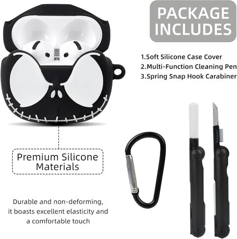 for AirPods 4 Case Cover with Cleaner kit, Glow in the Dark - Black in Kuwait