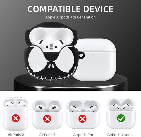 for AirPods 4 Case Cover with Cleaner kit, Glow in the Dark - Black in Kuwait