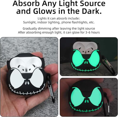 for AirPods 4 Case Cover with Cleaner kit, Glow in the Dark - Black in Kuwait