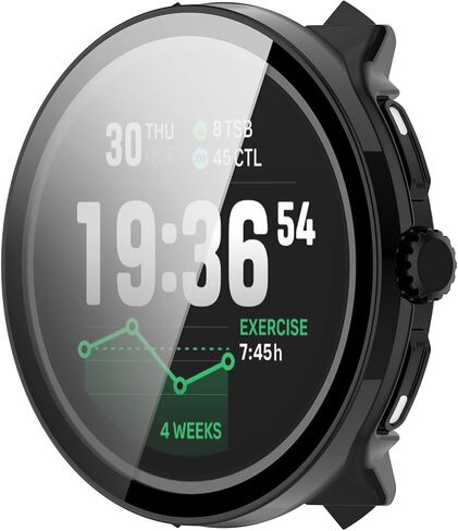 Disscool Full Coverage Case with Screen Protector Compatible with Suunto Race 2 PC and Real Glass Protective Case Cover Smart Watch Accessories(Black) in Kuwait