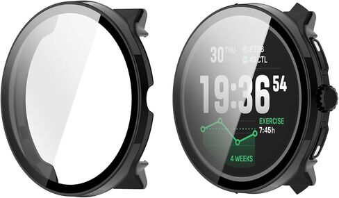 Disscool Full Coverage Case with Screen Protector Compatible with Suunto Race 2 PC and Real Glass Protective Case Cover Smart Watch Accessories(Black) in Kuwait
