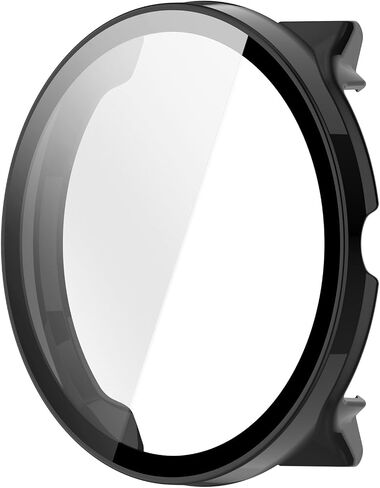 Disscool Full Coverage Case with Screen Protector Compatible with Suunto Race 2 PC and Real Glass Protective Case Cover Smart Watch Accessories(Black) in Kuwait