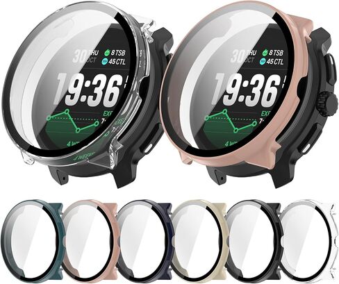 Disscool Full Coverage Case with Screen Protector Compatible with Suunto Race 2 PC and Real Glass Protective Case Cover Smart Watch Accessories(Black) in Kuwait