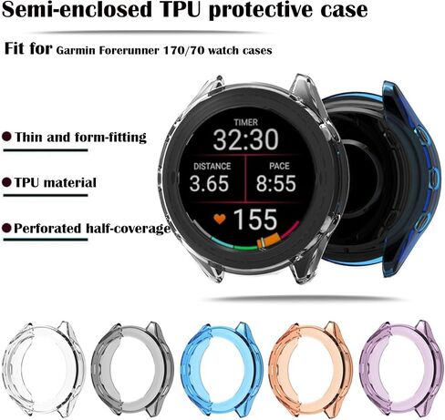 Fit for Garmin Forerunner 170/170 Music Protective Case ，Flexible TPU Protector Case Cover Bumper Sleeve Shell Accessories Fit for Garmin Forerunner 170 Smartwatch,5 Packs (5PCS) in Saudi Arabia