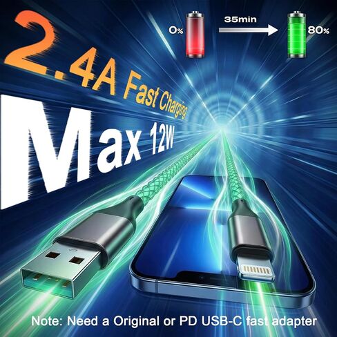 Light Up USB-A to Lightning Cable Charger Cord for iPhone in Saudi Arabia