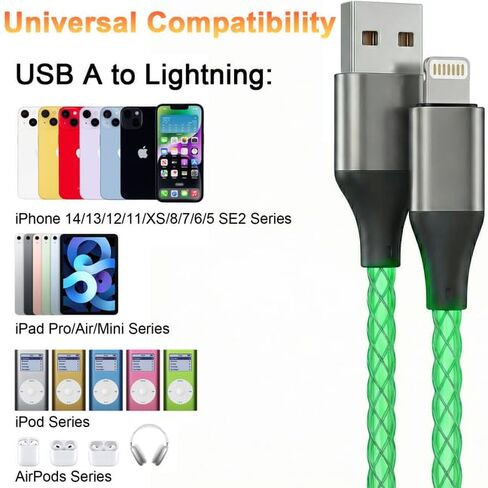 Light Up USB-A to Lightning Cable Charger Cord for iPhone in Saudi Arabia