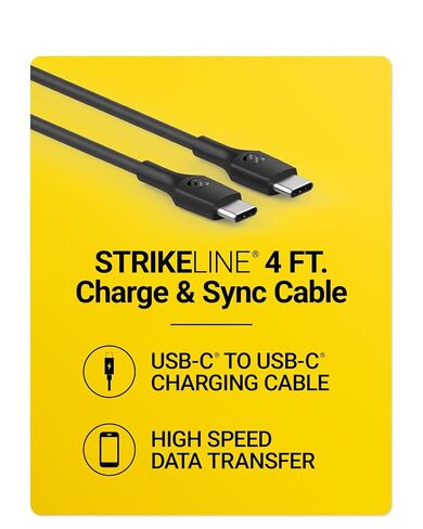 Scosche 4ft USB-C to USB-C Cable, 60W Fast Charging Cable with Power Delivery & High Speed Data Transfer, Charger Cord Compatible with iPhone, Samsung, iPad, MacBook & More Type C Devices, Black in Kuwait