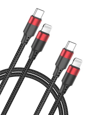 Bkduice 2ft USB C to Lightning Cable, 2 Pack PD Fast Charging [MFi Certified] USB C iPhone Charger Cord, Braided Short USBC to Lightning Cable for iPhone 14/13/12/11 Pro Max/XR/XS/SE/AirPods in Kuwait