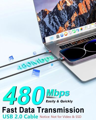 Bkduice 2ft USB C to Lightning Cable, 2 Pack PD Fast Charging [MFi Certified] USB C iPhone Charger Cord, Braided Short USBC to Lightning Cable for iPhone 14/13/12/11 Pro Max/XR/XS/SE/AirPods in Kuwait