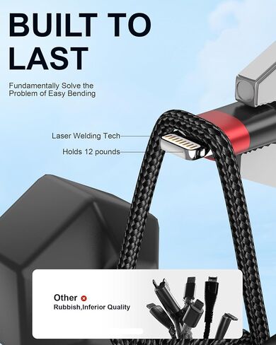 Bkduice 2ft USB C to Lightning Cable, 2 Pack PD Fast Charging [MFi Certified] USB C iPhone Charger Cord, Braided Short USBC to Lightning Cable for iPhone 14/13/12/11 Pro Max/XR/XS/SE/AirPods in Kuwait