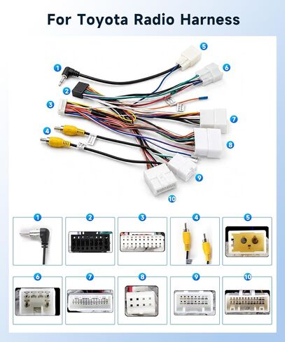 16PIN Car Stereo Wiring Harness Adapter for Toyota Corolla RAV4 Camry 4Runner Prado CHR Hilux Tundra Highlander 2014-2018 with Canbus Support JBL,Backup Camera,Steering Wheel Control in Kuwait