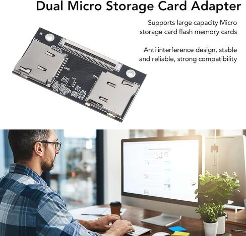 Dual Micro SD Card Adapter, PCB Double Storage Card to CE ZIF SSD Converter Adapter for Laptops and Gaming Consoles & Industrial Equipment, Stable Performance, Black in Kuwait