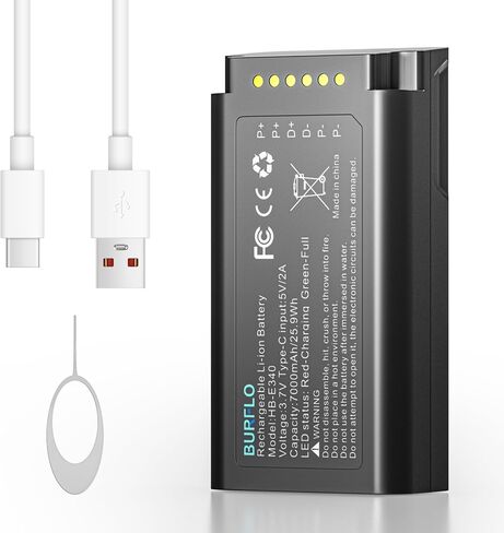 Burflo 7000mAh Battery for Eufy E340 & C31 Doorbell- High Capacity, Type-C Fast Charging, Compatible with Eufy Security Video Doorbell E340,C31,T8214,T8743,T8223,T8743111, HB-E340 Models in Kuwait