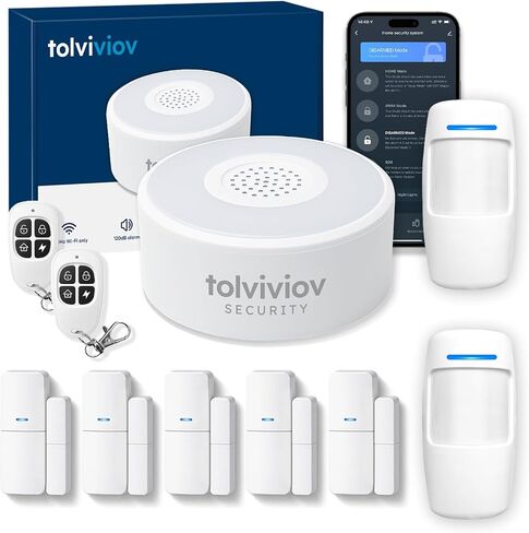 WiFi Home Security System, 10-Piece Wireless Alarm Kit with Door Sensors in Kuwait