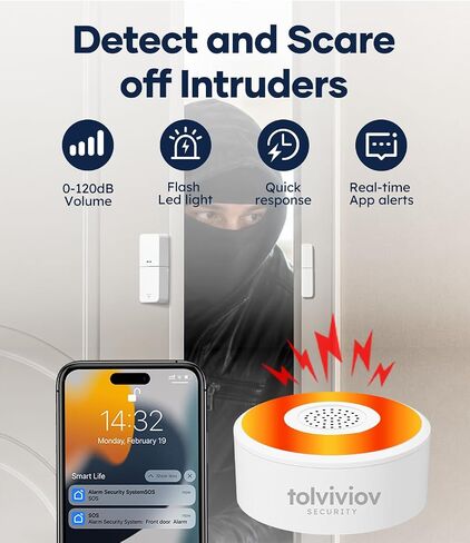 WiFi Home Security System, 10-Piece Wireless Alarm Kit with Door Sensors in Kuwait