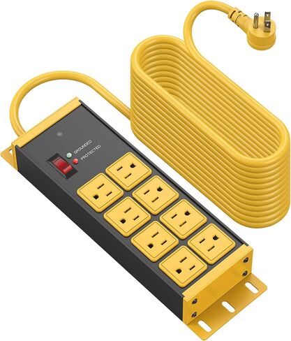 CCCEI 12 Gauge Long Extension Cord with Multiple Outlets, Yellow, 50FT. in Kuwait
