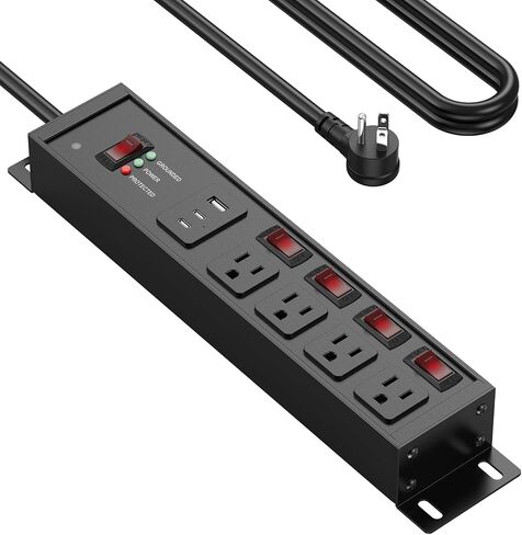 CCCEI Heavy Duty Surge Protector, 12 Gauge, USB Ports. Black, 6FT, 1 in Kuwait