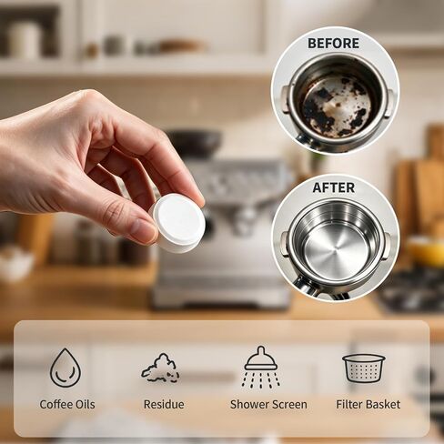 24 Pack BEC250 Espresso Cleaning Tablets Compatible with Breville Espresso Machines including BES870 Barista Express,BES880 Barista Touch,BES980 Oracle, BES878 Barista Pro in Kuwait