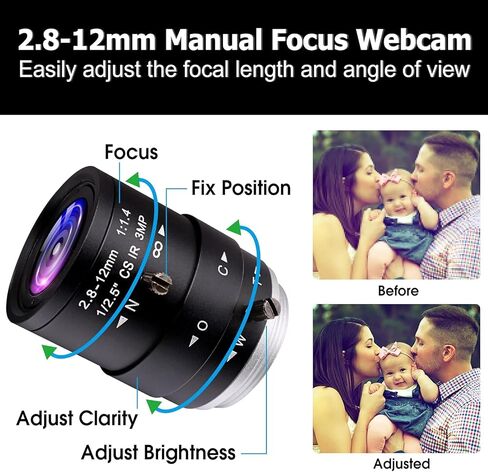8MP USB Camera, 2448P Full HD Webcam with 2.8-10mm Varifocal Lens in Kuwait